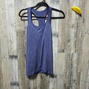 Lululemon Swiftly Tech Tank Top Racerback Blue Black Heathered Tee Seamless SZ 8